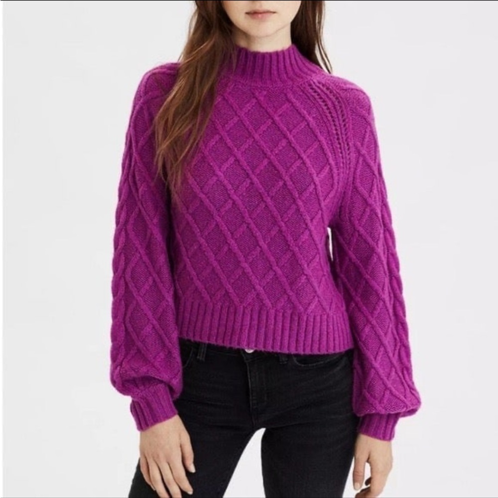 American Eagle Mock Neck Knit Sweater